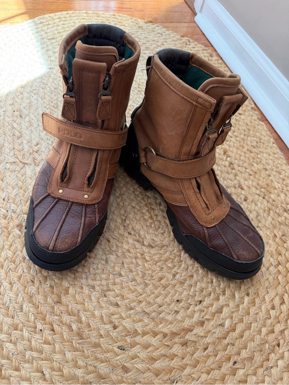 Polo Ralph Lauren Conquest Hi III Duck Boots Tan Brown Leather Men’s Size 10.5 D